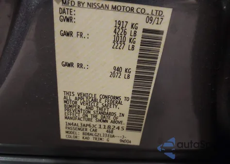 2018 Nissan Altima 2.5 from USA, damaged, VIN 1N4AL3AP6JC118245